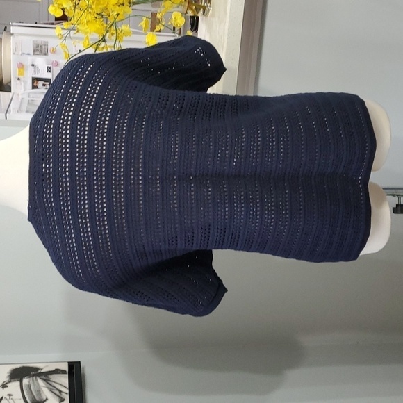 Jones of New York open cardigan‎ knit short sleeve navy blue sweater. Size XL - Picture 5 of 9